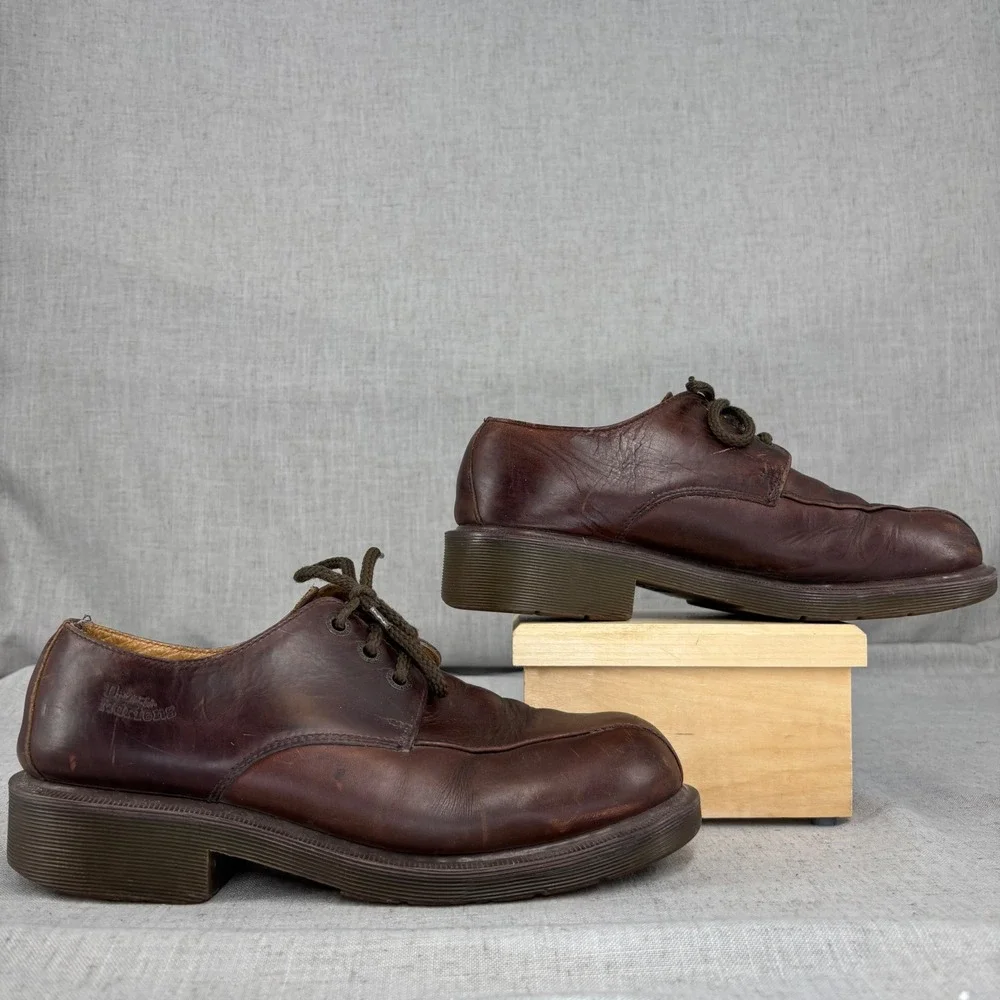 Vintage Dr Martens Oxford Brown Leather 3 Eye Made In England RARE Men Size 10